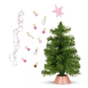 Mini Christmas Tree with Ornaments and Pink Star